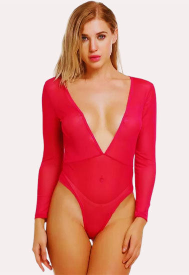 Sheer and Opaque Bodysuit for Women snazzyway