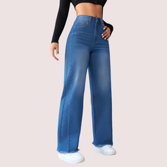 Wide-Leg Casual High-Waist Non-Elastic Jeans for Women Snazzyway