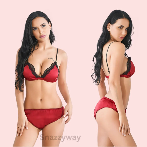 French Daina Luxury Silk satin bra set Snazzyway