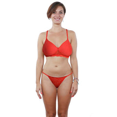 Sexy red padded bra thong set snazzyway