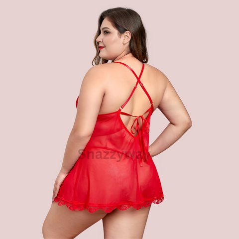 Seductress Lace Mesh Plus Size Babydoll Snazzyway