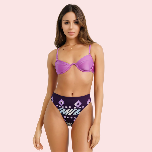 High-Waisted Tribal Geometric Print Bikini Bottom Snazzyway