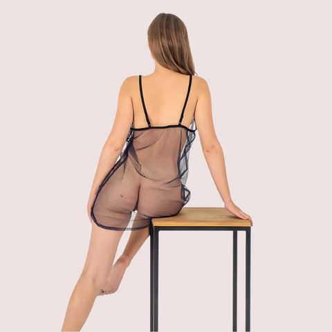 Midnight Allure Sheer Babydoll – Plus Size Snazzyway