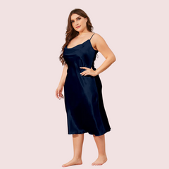 4XL 5XL Plus Size Satin Cowl Neck Dress snazzyway