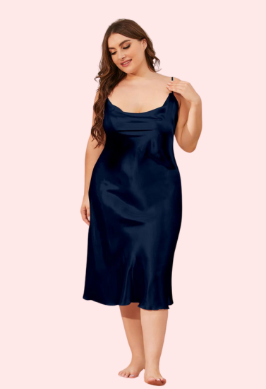 4XL 5XL Plus Size Satin Cowl Neck Dress snazzyway