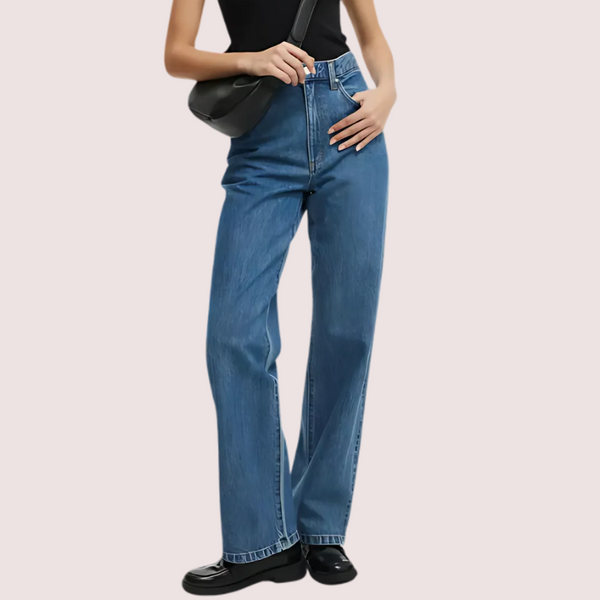 Smokey Blue Denim Loose Fit Straight Jeans for Women Snazzyway