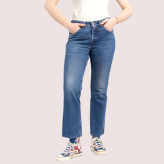 Women's 90s Blue Denim Straight Leg Jeans Snazzyway