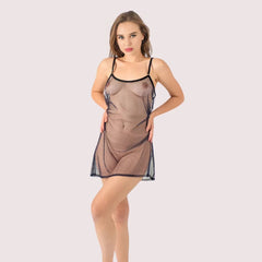 Plus Size Sheer See-Through Babydoll Night Dress Snazzyway