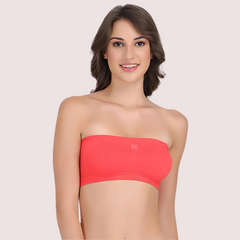 Sexy Coral Red Tube Bandeau Bra Top for Her Snazzyway