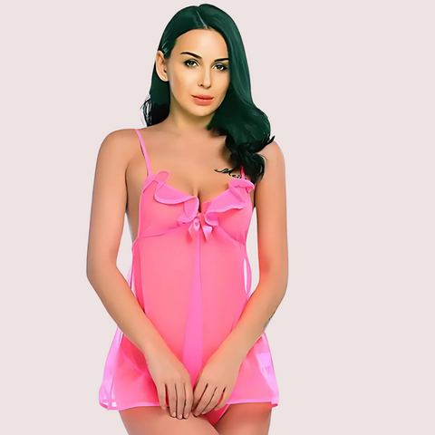 Sheer Lace Babydoll with Matching G-string Snazzyway