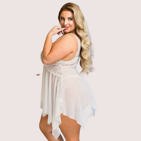 Snazzyway Douce Passion White Lace Trim Babydoll