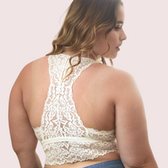 Graceful & Sexy Plus Size White Lace Bralette Snazzyway
