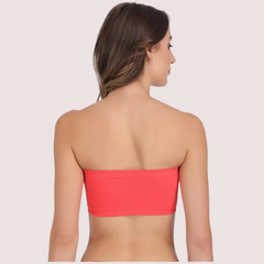 Sexy Coral Red Tube Bandeau Bra Top for Her Snazzyway