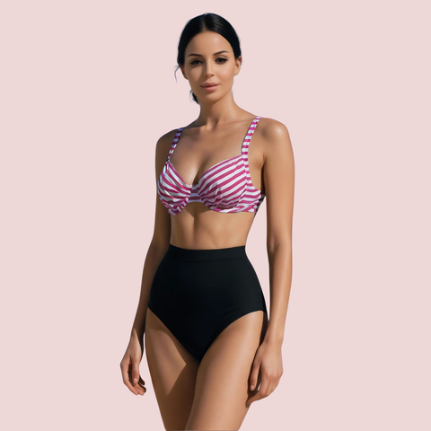 Structured Underwire Bikini Bra Topa in Pink & White Stripe (Top Only) Snazzyway