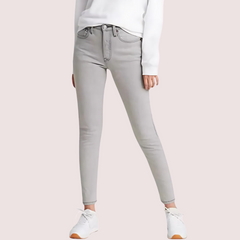 High Rise Skinny Jeans in Gray with Low Stretch Snazzyway