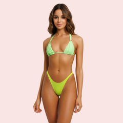 Lime Glow High-Cut Bikini Bottom Snazzyway