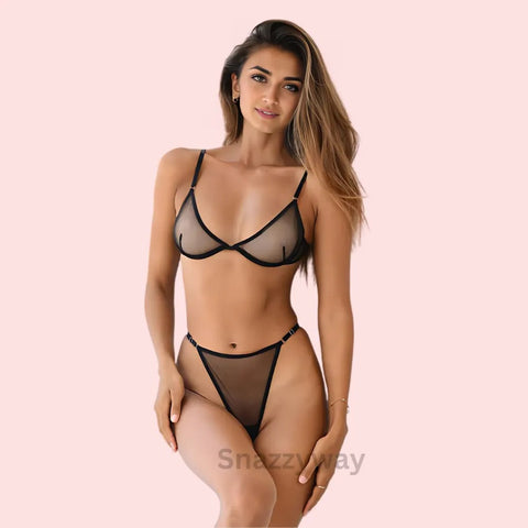 Gorgeous See-Through Bra Panty Set Snazzyway