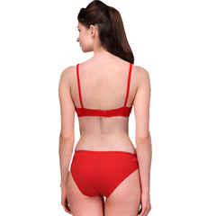 Comfy Red Cotton Everyday Bra Panty Set snazzyway