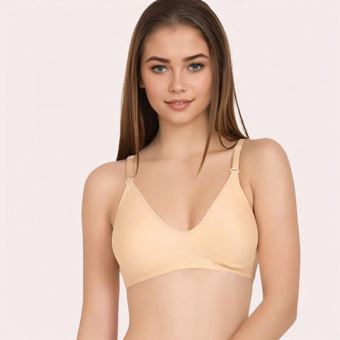 Vanilla Veil – Summer-Ready Beige Cotton Bra Snazzyway