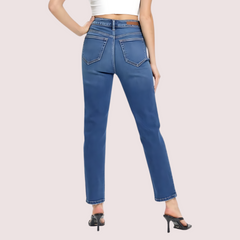 Women's High Rise Classic Slim Straight Denim Jeans Snazzyway