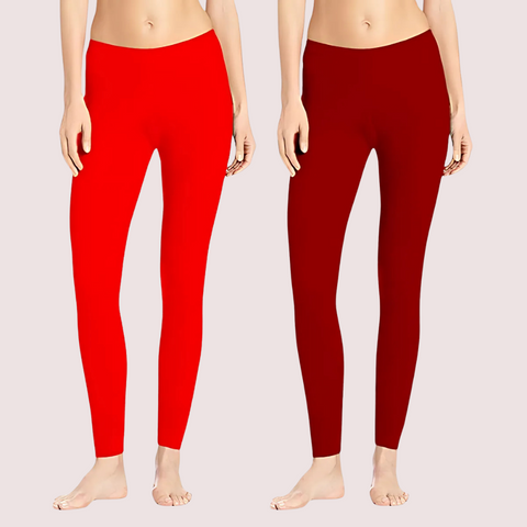 2-Pack Flexible Cotton Blend Leggings Set Snazzyway
