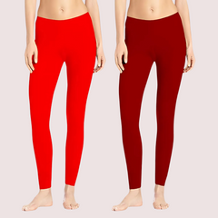 2-Pack Flexible Cotton Blend Leggings Set Snazzyway