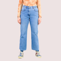 Classic 90s Boyfriend Blue Denim Wide Leg Jeans Snazzyway