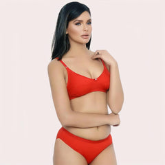 FD Organic Cotton Bra Set – Red | Soft, Skin-Friendly & All-Day Comfort Snazzyway