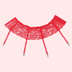 Elegant French Daina Red Lace Garter Belt French Daina