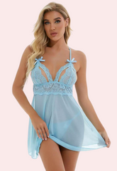 Enchanting Lace Babydoll Set with G-String snazzyway