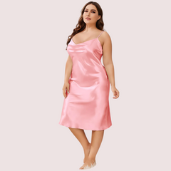 Solid Satin Slip Dress for 4XL 5XL Women Snazzyway