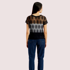 Stylish Black Sheer Floral Lace Top for Women Snazzyway