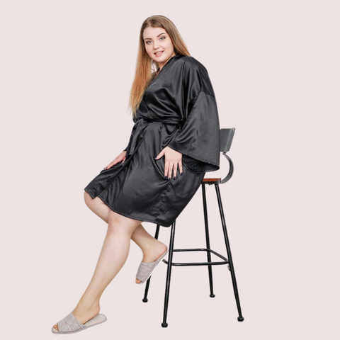 French Daina Extra Plus Size Silk Satin Robe French Daina