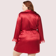 French Daina 5XL - 6XL 5XL-6XL Maroon Japanese Silk Satin Robe French Daina