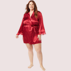 French Daina 5XL - 6XL 5XL-6XL Maroon Japanese Silk Satin Robe French Daina