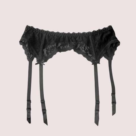 French Daina Women's Signature Lace Garter Belt Black Lingerie French Daina