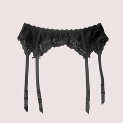 French Daina Women's Signature Lace Garter Belt Black Lingerie French Daina