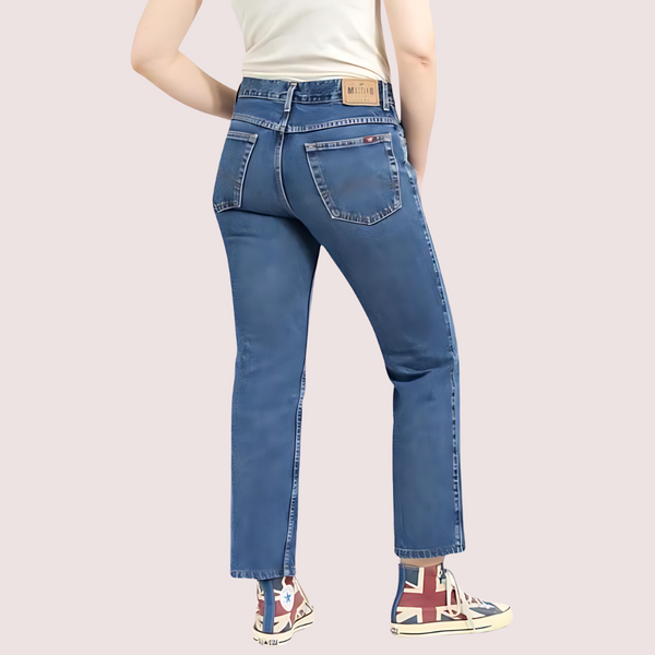 Women's 90s Blue Denim Straight Leg Jeans Snazzyway