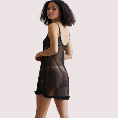 Plus Size Transparent Black Chemise Snazzyway