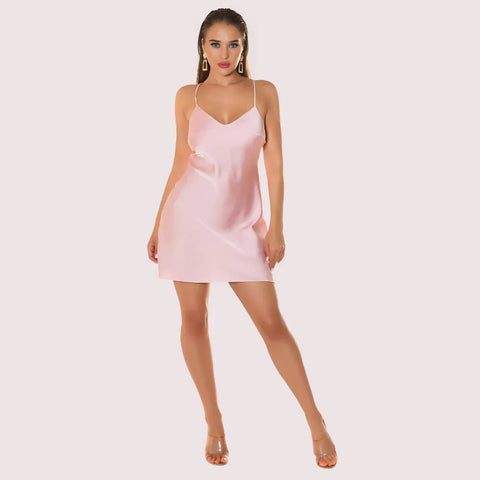 Sun-Kissed Satin Backless Party Dress Snazzyway