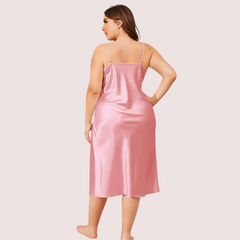 Solid Satin Slip Dress for 4XL 5XL Women Snazzyway