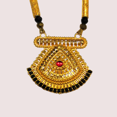 Elegant Traditional Mangalsutra with Black Beads & Pendant Snazzyway