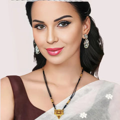 Regal Dual-Strand Black Bead Mangalsutra with Antique Pendant Snazzyway