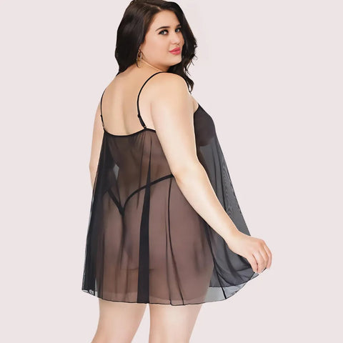Plus Size Sheer Black Chemise Snazzyway