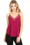 Lace Trim Satin Racerback Camisoles snazzyway