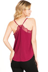 Lace Trim Satin Racerback Camisoles snazzyway