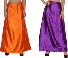 Ladies Glossy silk Underskirt Combo Pack of 2 Orange Purple. snazzyway