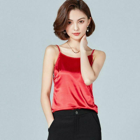 Women's Trim Glossy silk Cami Tank Top snazzyway