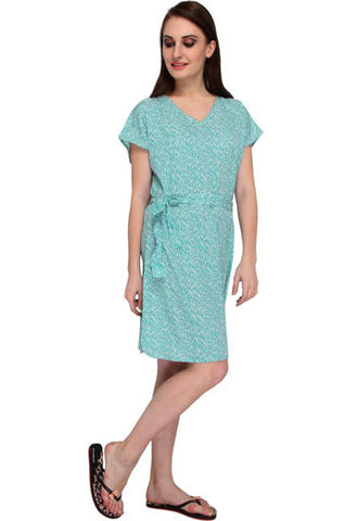 Light Green Half Sleeves One Piece Beach Dress snazzyway