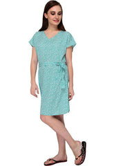 Light Green Half Sleeves One Piece Beach Dress snazzyway